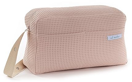 Mi Bollito – Bolso para carrito de bebé. Bolsa organizadora práctica, elegante y multifuncional de gran capacidad. Producto fabricado en España. (Rosa pastel)