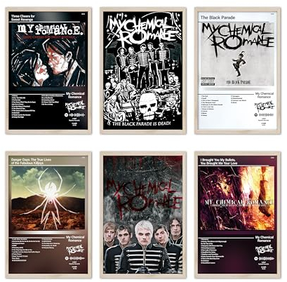 ETULLE My Chemical Romance Poster, Rockband, Albumcover, Poster für Zimmer, ästhetischer HD-Druck, Musik, Wandkunst, Mädchen und Jungen, Teenager, Wohnheim-Dekor, 6 Stück, 20,3 x 30,5 cm, ungerahmt