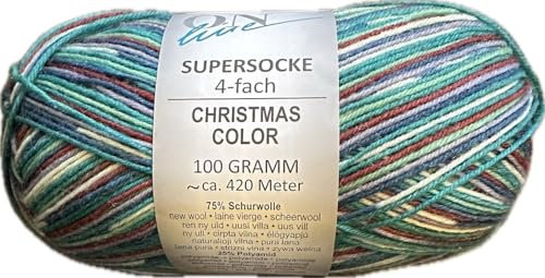 ONline Supersocke Sort. 362 Christmas Color 100g 3010 - petrol/blau/rot/grau