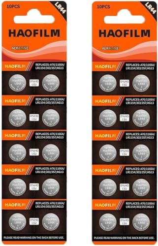 HAOFILM LR44 AG13 357 303 SR44 Premium Alkaline Battery,1.5V Round Button Coin Cell Batteries (20 Pack)