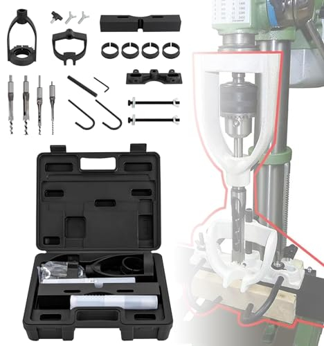 Stemmbohreraufsatz für Bohrmaschine Tischbohrmaschinen, Bohrmaschinenaufsatz mit 4 Bohrer und Tischbohrer Ortung, Stemm und Zapfenwerkzeuge für Schneiden, Rundnuten, Innenschleifen und Metallbohren