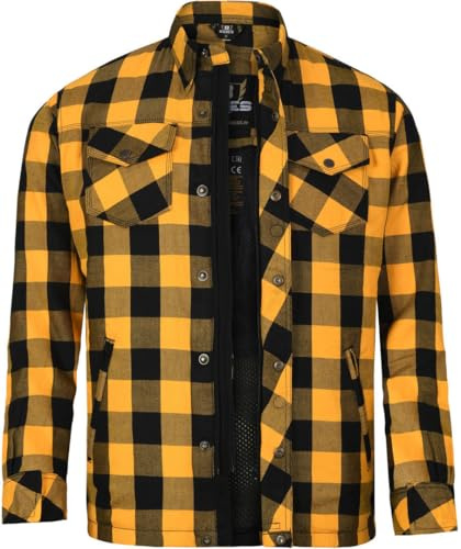 Bores Lumberjack Jacken-Hemd Basic Herren Motorradjacke Schwarz/Gelb 2XL | Wasserabweisend