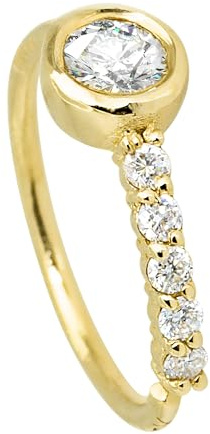 Jewelry Avalanche 20g 14K Yellow Gold Bezel Set 0.12ct Diamond Nose Ring Twist 8mm Unisex 14KNH072BZY-WD