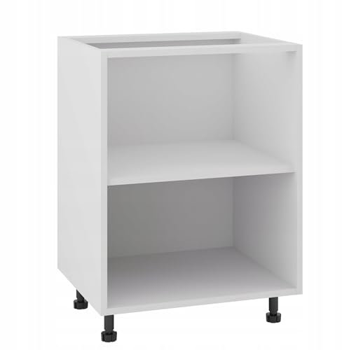 Modularer Unterer Küchenschrank 60 cm - ohne Arbeitsplatte - mit verstellbaren Füßen und Soft-Close - 18 mm Möbelplatte - einfach zu montieren - ideal für die Küche - Weiß