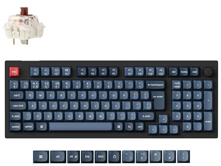 Keychron V5 Max Compact 100-Key Wireless Custom Knob Mechanical Keyboard, Programmable Bluetooth 5.1/2.4 GHz/Wired with RGB Hot-swappable Gateron Jupiter Brown Switch for Mac Win Linux - UK Layout
