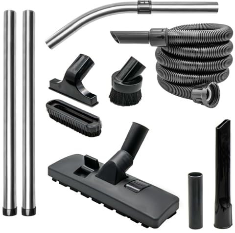 PRIMEBAG - Schlauch Set kompatibel mit Miele S 8340 Complete C3, Compact C2, S8000, S6000 Staubsauger Saugschlauch, 3-teiliges Rohr, Bodendüse, Fugendüse, Bürsten II Zubehör Kit 9-teilig