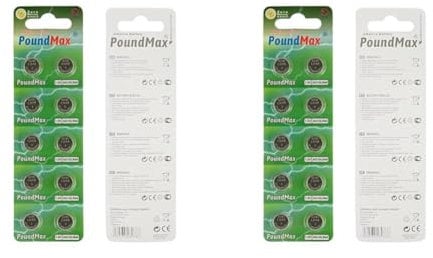 10 x AG13 LR44 1.5 V Alkaline Button Cell Battery by PoundMax (Pack of 2)