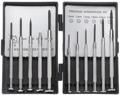 HARFINGTON 11pcs Mini Precision Magnetic Screwdriver Set SL1-SL3 N0.00-NO.1 AWL Micro Screw Driver Kit with Rotary Cap and Handle for Eyeglasses Watches Electronics Computer