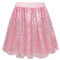MYSSUCI Glitzer Rock Damen Pailletten Rock Elastischer Bund A-Linie Minirock Festival Kostüm für Rave Party Karneval Halloween, Rosenrot, Medium