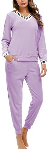 Totatuit Tuta Donna da Ginnastica in Velluto Tuta da Casa Set Tuta Sportiva Casual Pigiami Due Pezzi Pigiama Donna Pile Set Inverno da Yoga Jogging Training Sportwear con Coulisse