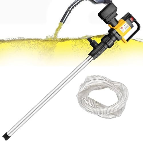 XDLYWUZIQ 1000W Electric Oil Transfer Pump Barrel Pump, 130L/min Large Suction Fuel Drum Pump, Battery Powered Diesel Transfer Pump, High Viscosity Liquid Transfer Pump with Hose,Alloy-PTFE-tube