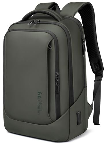 Laptop Business Rucksack Herren mit 15,6 Zoll laptopfach mit USB-Ladeanschluss Diebstahlsicher Handgepäck Tagesrucksack Wasserabweisende Multifunktion Laptoptasche für Arbeit Schule Reisen Grün