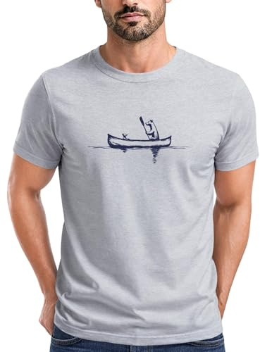 Neverless® Herren T-Shirt Bär Familie Kanu Outdoor Fashion Streetstyle Grau M