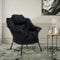 ML-Design Relaxsessel Schwarz, Wohnzimmersessel mit Armlehnen & Seitentasche, Fernsehsessel Kopfkissen, Loungesessel mit Stahlrahmen mit schwarzen Beine, Ohrensessel ergonomisch, Lesesessel gepolstert