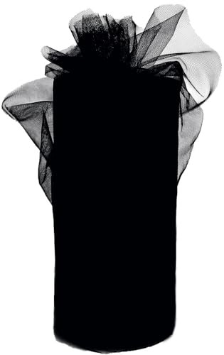 91 m x 30 cm - Rouleau de tulle au mètre - Tissu gaze de coton - Une touche de tulle - Ruban de Noël - Ruban de porte - Noeud de Noël - Noir