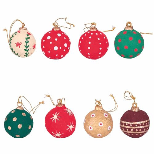 Xmas Paper Weihnachtskugeln aus Pappmaché, 8 Stück