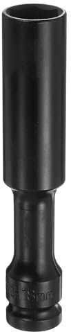 sourcing map Deep Thin Wall Impact Socket 18mm Metric 6 Point Socket 1/2 Square Drive 5 Extra Long Phosphated CR-V Steel Industrial Grade Spindle Axle Nut Socket, Black