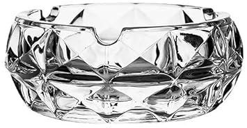 Uotyle Crystal Round Glass Ashtray for Cigar Cigarettes, Cool/Cute Ash Tray use for Home, Office, Patio, Living Room Decoration, outside/inside Tabletop Ornament, Smoking Accessory (Transparent)
