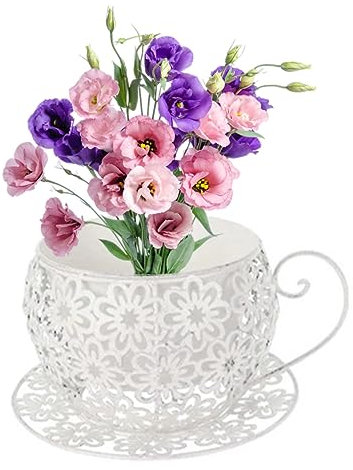 UWEOTYYY Flower Pots Coffee Saucer Teacup Garden Planter Vintage Succulent Plant Holder White