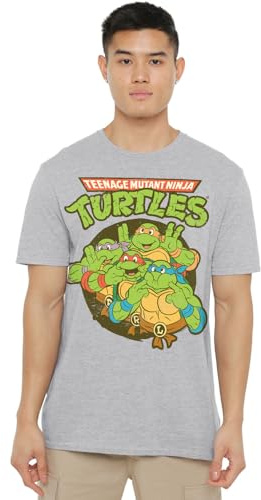 Teenage Mutant Ninja Turtles Silly Turtles Unisex T Shirt, Athletic Heather, Large Charcoal