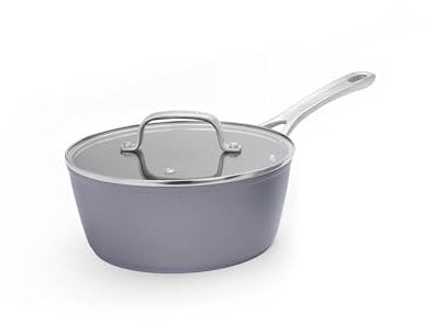 Laura Ashley 20 cm Large Saucepan with Lid - BPA, PFOA-Free Forged Aluminium Non Stick Cooking Pan 2.6L - Easy to Wash, Oven Safe with 10-Years Guarantee - Multi Hob, Induction Compatible - Dark Slate