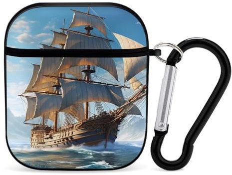 Boats Ship Seascape Earphone Case PC Bluetooth Headphone Case Compatible with Airpods 1/Airpods 2 Black-style