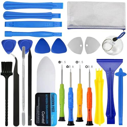 Hodyludy Kit d'Outil de Réparation de Téléphone Portable 23 Pcs, Outils de Leviers, Tournevis, Kit d'Ouverture à Levier en Plastique/Métal pour Smartphones, iPhone, Tablettes et Ordinateurs Portables