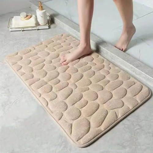 Lynxsd - Tapis de Salle de Bain Antidérapant – Tapis Douche, Lavable, Absorbant – Tapis Sécurité et Confort pour Salle de Bain & Chambre – Accessoire Décoratif (Beige)