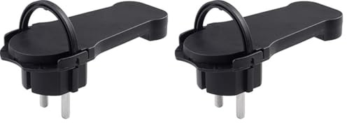 Meister Flachstecker schwarz - Mit Klappbügel - Geeignet für Leitungen mit 1,5 mm² Kabelquerschnitt - IP20 Innenbereich / Schutzkontakt-Winkelstecker extraflach / Schuko-Stecker / 7421080, 1 Stück