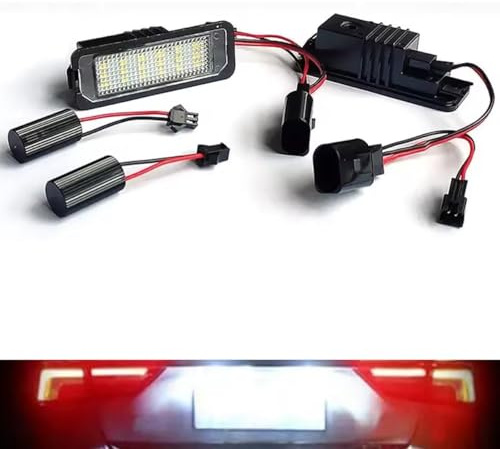 2pcs LED License Number Plate Light Lamp Canbus Compatible For VW Passat | LP Lamp Compatible For Passat B6 CC Eos Golf 4 5 6 7 MK7 Polo Superb Seat Leon Altea Compatible For Porsche 997