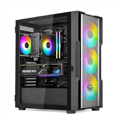 Noua Smash SK200 Case Gaming PC High Airflow | Frontale Mesh ATX/E-ATX | 4 Ventole ARGB PWM Preinstallate | AIO 360mm | GPU 400mm | Vetro Temperato Laterale