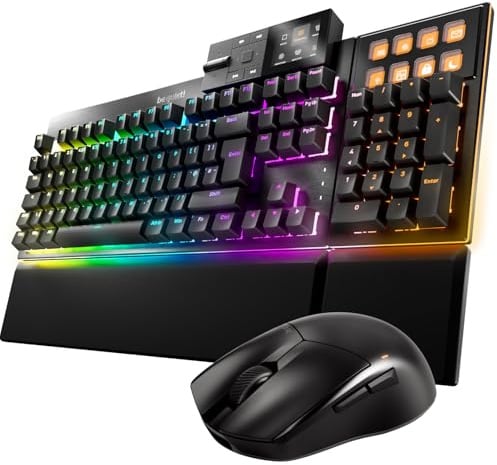 be quiet! Dark Mount Mechanical Keyboard and Dark Perk Ergo Wireless Gaming Mouse Bundle, Hot-Swappable Numpad, Display Keys, Silent Linear Switches, 32,000 DPI Sensor, up to 110 hours battery life