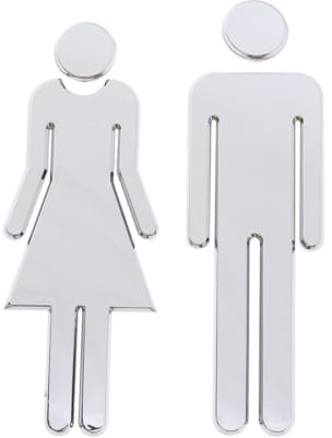 Artibetter Cartello Bagno Uomini e Donne in Abs Argento e Antigraffio per Porta e Parete, Segnaletica Toilette Elegante per Casa e Negozi