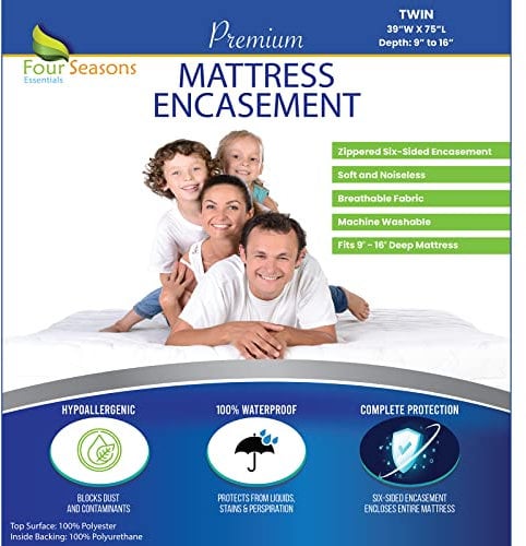 Coprimaterasso per letto matrimoniale con cerniera, impermeabile, ipoallergenico