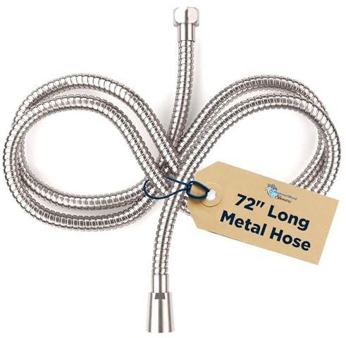 100% Metall-Brauseschlauch für Handbrausen, gebürstetes Nickel, extra lange 183 cm Kordel aus handelsüblichem Edelstahl, universelles Ersatzteil für Handbrauseschläuche