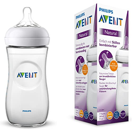 Philips Avent Natural-Babyflasche mit Sauger mit schnellem Nahrungsfluss (Modell SCF036/17)