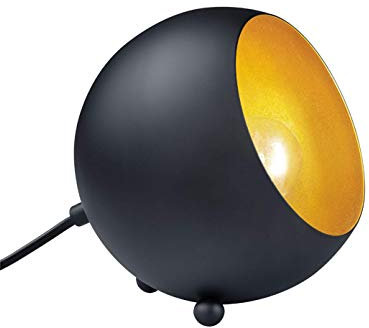 Kleine Kugel Tischleuchte aus Metall Schwarz Gold, Höhe 16cm