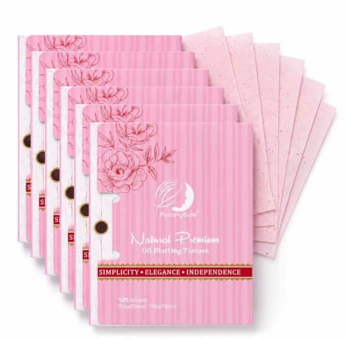 Natural Facial Oil Absorbing Tissues - Face Oil Blotting Paper Sheets (Rose - 6 Pack)
