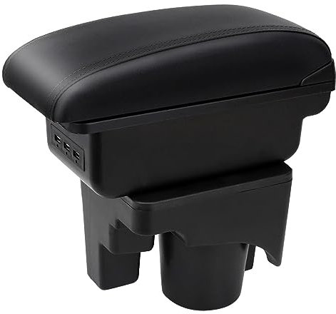 YJYWZH Auto Braccioli per VW Golf 6 Mk6 2008-2013 Jetta Mk5 2006-2011 Vento Wagon 2009 2010 Bracciolo Doppio Strato Scatola Portaoggetti Console Centrale Interna with 3 USB Charging Port