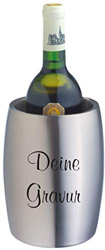 Schmalz Acero INOX. Enfriador de Vino Botellas con Grabado por Láser Plata Dos Capas Champañera Grabado de Cumpleaños (con Grabado)