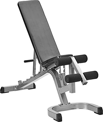 Bad Company Hantelbank I mehrfach verstellbare Trainingsbank mit Beinfixierung in verschiedenen Farben I Max. Gewichtsbelastung bis zu 300 kg I BCA-49 (Silber)