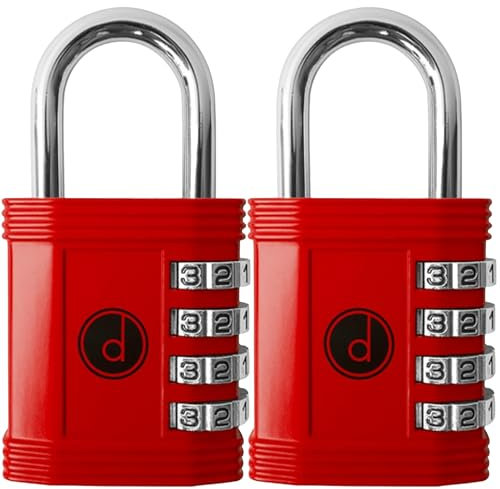 Candado (paquete de 2) de combinación de 4 dígitos, para armario de gimnasio, escuela, puerta al aire libre, cobertizo, valla y almacenamiento, metal resistente a la intemperie, sin llave, fácil de