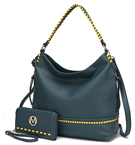 MKF Collection Hobo Geldbörsen für Frauen - Weiche PU Leder Handtasche Damen Hobo Schultertasche - Mode Top Griff Pocketbook, Blake Teal, Large