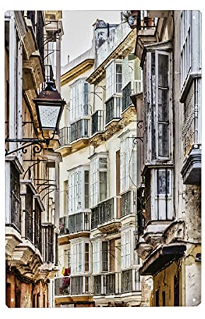 artboxONE Metall-Poster 20x30 cm Städte Altstadt von Cadiz von Künstler Uwe Merkel