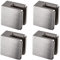 4x Edelstahl Glashalter eckig für 10 mm Glas - Glasklemme flach für gerade Flächen - Geländer Sicherung