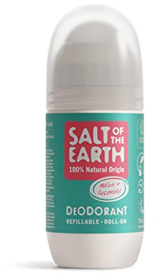 Salt Of the Earth Deodorant Roll On by Salt of the Earth, Melon & Cucumber - Refillable, Vegan, Long Lasting Protection, Leaping Bunny Approved, Made in the UK - 75ml