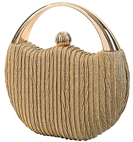 Anopo Donna Glitter Borsa da Sera Pochette Elegante Paillettes Borsa a Tracolla con Catena Rotondo Borsa per Matrimonio Banchetto Palla Festa Oro