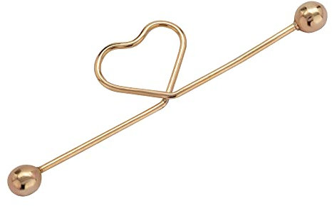 NKlaus Industrial Piercing Herz 333 Gelb Gold 8 Karat 33x9mm Barbell Ohrpiercing 8300