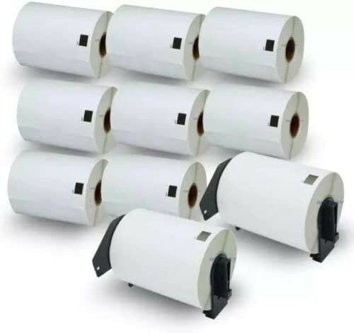 10X selbstklebende Einzeletiketten (103 mm x 164 mm, geeignet für Brother QL-1050, QL-1050N, QL-1060N, QL-1100, QL-1110NWB) schwarz auf weiß (Papier) 2-Halter (1800 Etiketten)
