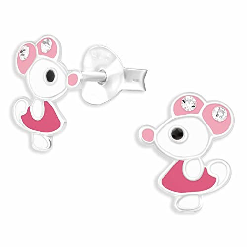 Monkimau Süße Maus Ohrstecker Ohrringe aus 925 Silber Schmuck Silberohrringe Medizinisch für Kinder Mädchen Damen Frauen